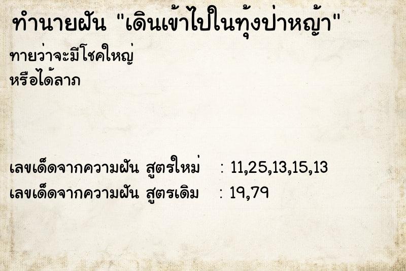 ทำนายฝัน เดินเข้าไปในทุ้งป่าหญ้า ทำนายฝัน เดินเข้าไปในทุ้งป่าหญ้า