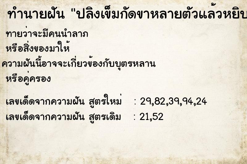 ทำนายฝัน ปลิงเข็มกัดขาหลายตัวแล้วหยิบออก ทำนายฝัน ปลิงเข็มกัดขาหลายตัวแล้วหยิบออก