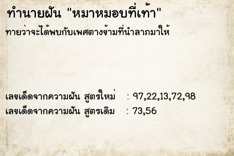 ทำนายฝันทำนายฝันหมาหมอบที่เท้า