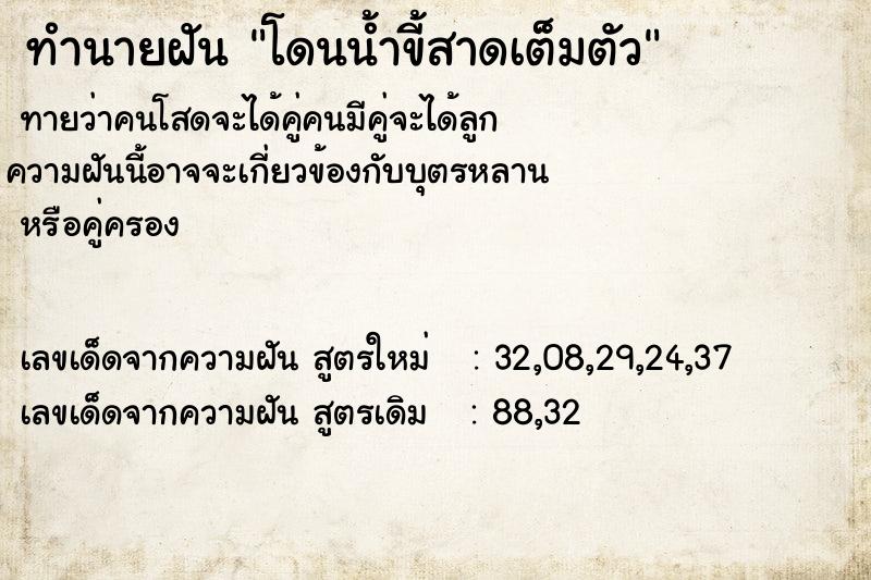 ทำนายฝันทำนายฝันโดนน้ำขี้สาดเต็มตัว