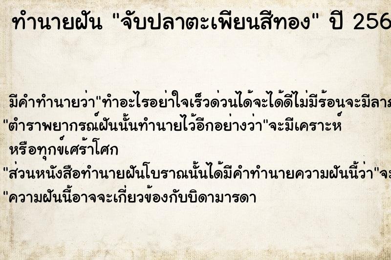 ทำนายฝันจับปลาตะเพียนสีทอง ทำนายฝันทำนายฝันจับปลาตะเพียนสีทอง
