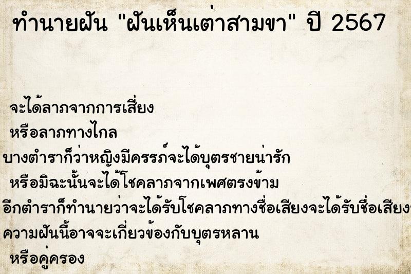 ทำนายฝันทำนายฝันฝันเห็นเต่าสามขา