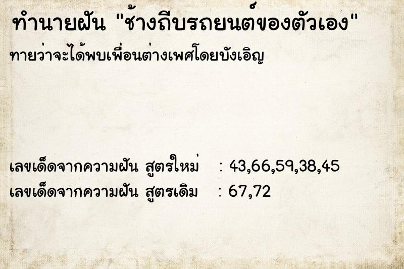ทำนายฝันช้างถีบรถยนต์ของตัวเอง ทำนายฝันทำนายฝันช้างถีบรถยนต์ของตัวเอง