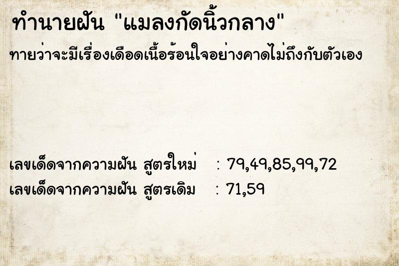 ทำนายฝัน แมลงกัดนิ้วกลาง ทำนายฝัน แมลงกัดนิ้วกลาง