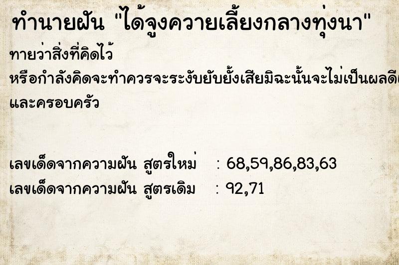 ทำนายฝันทำนายฝันได้จูงควายเลี้ยงกลางทุ่งนา