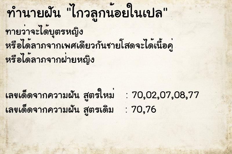 ทำนายฝันทำนายฝันไกวลูกน้อยในเปล