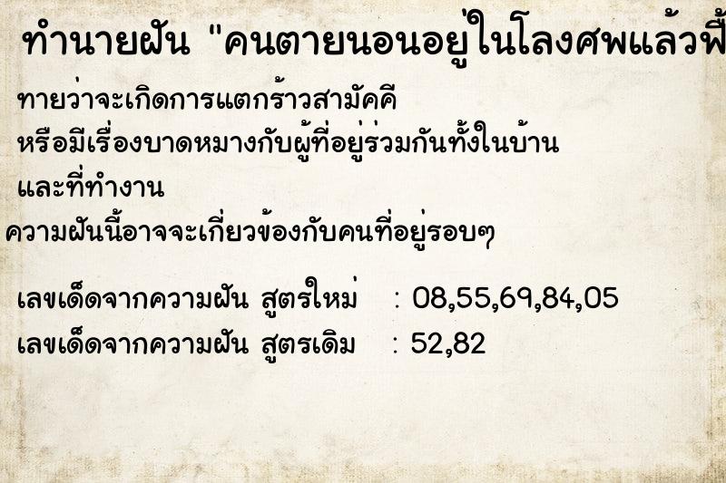 ทำนายฝัน คนตายนอนอยู่ในโลงศพแล้วฟื้นขึ้นมา ทำนายฝัน คนตายนอนอยู่ในโลงศพแล้วฟื้นขึ้นมา