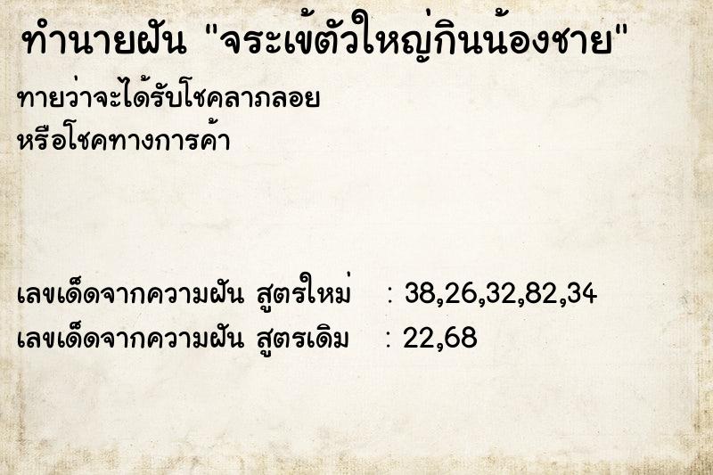 ทำนายฝัน จระเข้ตัวใหญ่กินน้องชาย ทำนายฝัน จระเข้ตัวใหญ่กินน้องชาย
