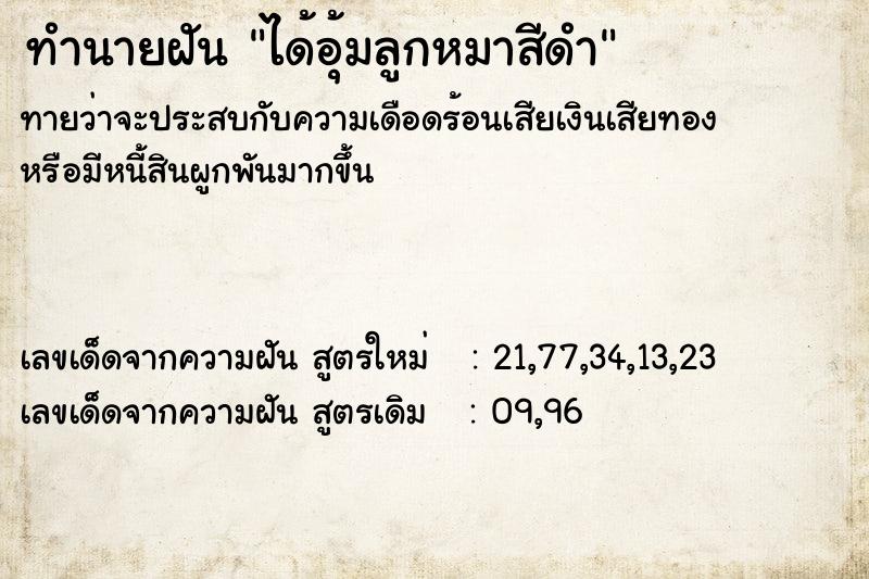 ทำนายฝันทำนายฝันได้อุ้มลูกหมาสีดำ