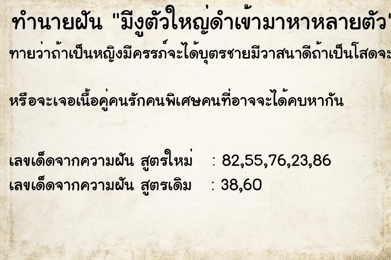 ทำนายฝันมีงูตัวใหญ่ดำเข้ามาหาหลายตัว ทำนายฝันทำนายฝันมีงูตัวใหญ่ดำเข้ามาหาหลายตัว