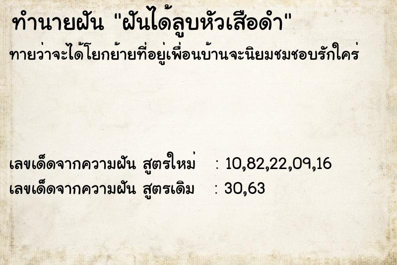 ทำนายฝันทำนายฝันฝันได้ลูบหัวเสือดำ