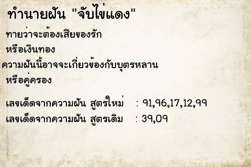 ทำนายฝันทำนายฝันจับไข่แดง