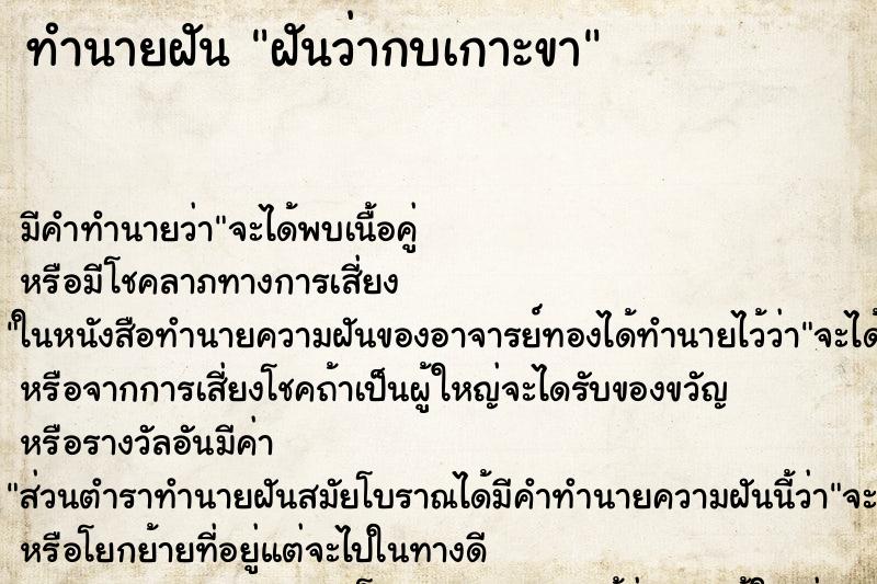 ทำนายฝัน ฝันว่ากบเกาะขา ทำนายฝัน ฝันว่ากบเกาะขา