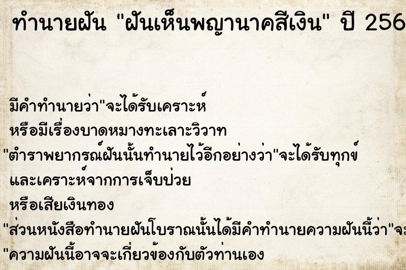 ทำนายฝันทำนายฝันฝันเห็นพญานาคสีเงิน