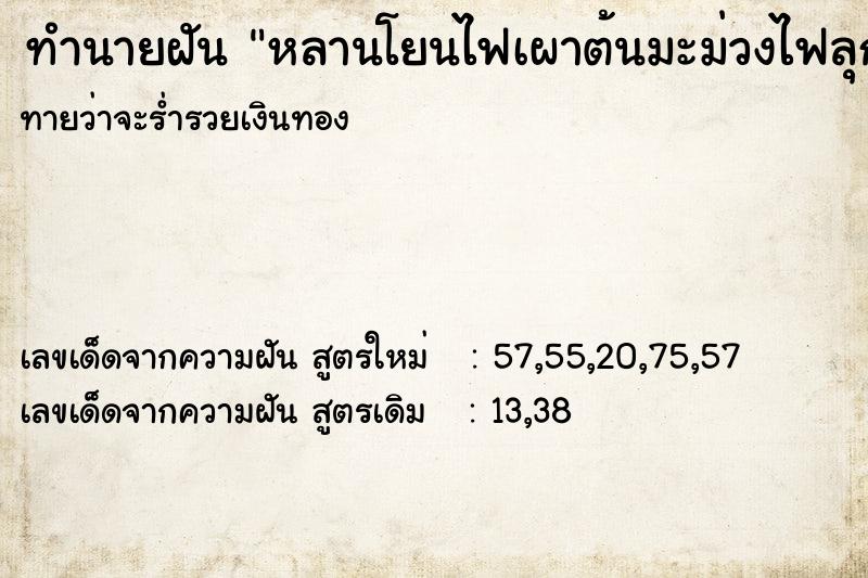 ทำนายฝัน หลานโยนไฟเผาต้นมะม่วงไฟลุก ตำราโบราณ แม่นที่สุดในโลก