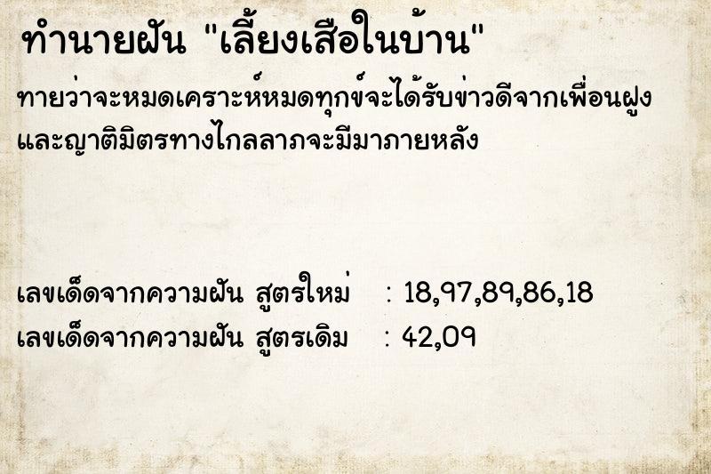 ทำนายฝันทำนายฝันเลี้ยงเสือในบ้าน