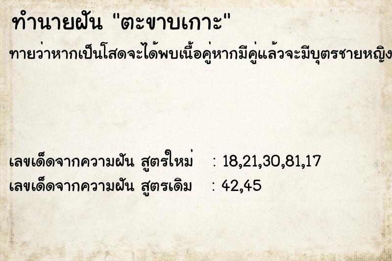 ทำนายฝันตะขาบเกาะ ทำนายฝันทำนายฝันตะขาบเกาะ