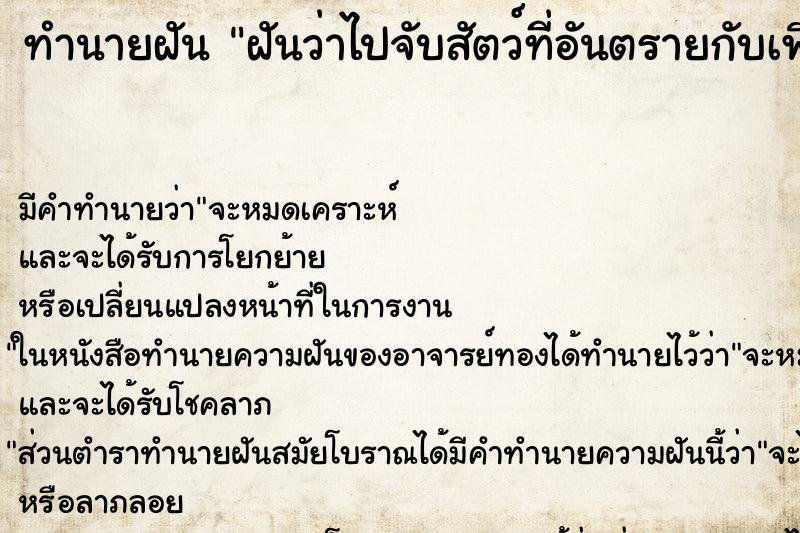 ทำนายฝันทำนายฝันฝันว่าไปจับสัตว์ที่อันตรายกับเพื่อน