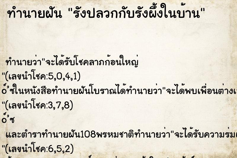 ทำนายฝัน รังปลวกกับรังผึ้งในบ้าน ทำนายฝัน รังปลวกกับรังผึ้งในบ้าน