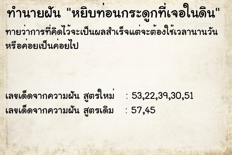 ทำนายฝันทำนายฝันหยิบท่อนกระดูกที่เจอในดิน