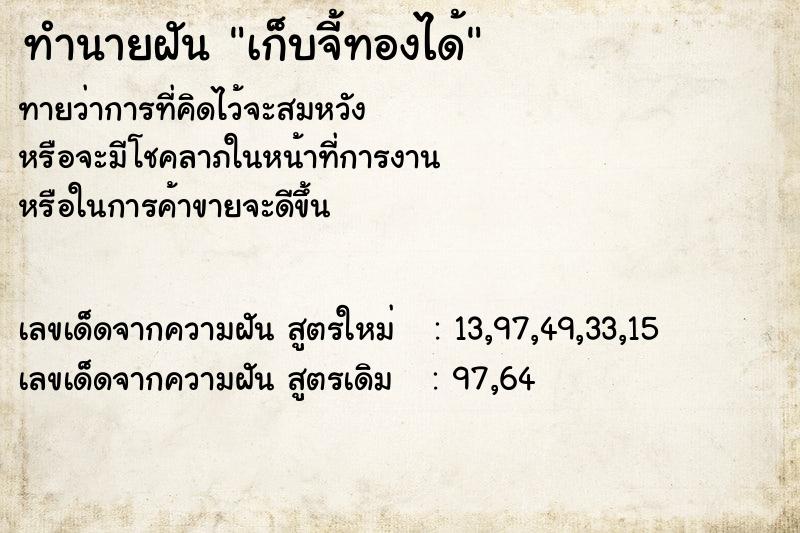 ทำนายฝัน เก็บจี้ทองได้