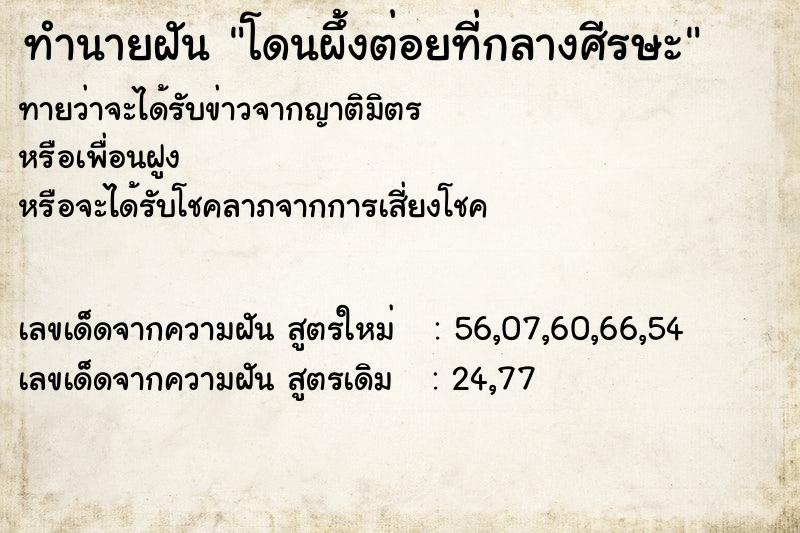 ทำนายฝันทำนายฝันโดนผึ้งต่อยที่กลางศีรษะ