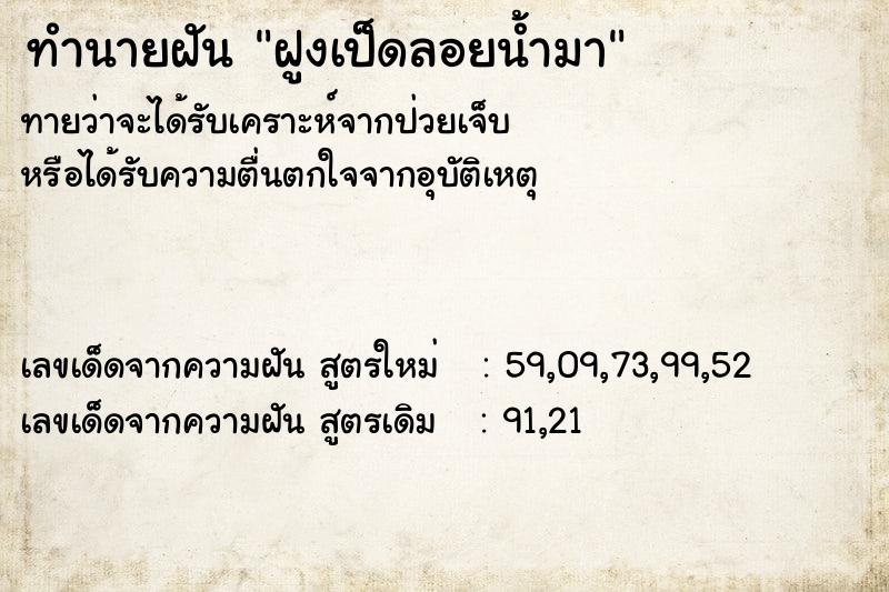 ทำนายฝันทำนายฝันฝูงเป็ดลอยน้ำมา
