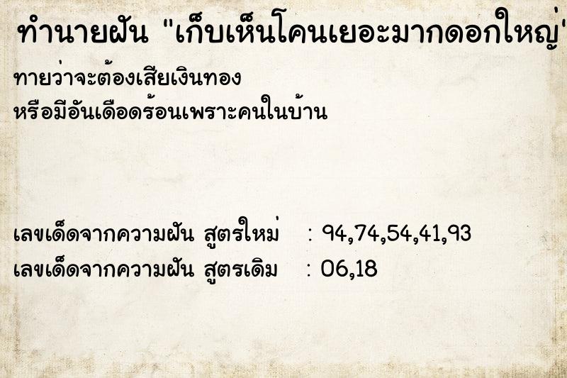 ทำนายฝันทำนายฝันเก็บเห็นโคนเยอะมากดอกใหญ่