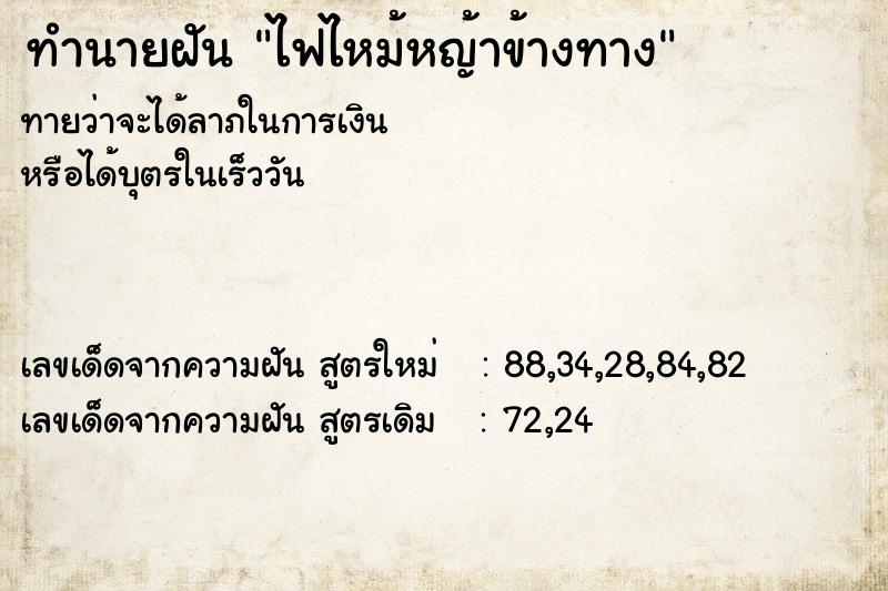 ทำนายฝันทำนายฝันไฟไหม้หญ้าข้างทาง