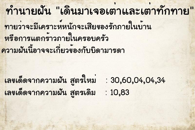ทำนายฝันทำนายฝันเดินมาเจอเต่าและเต่าทักทาย