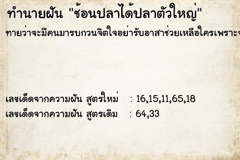 ทำนายฝันทำนายฝันช้อนปลาได้ปลาตัวใหญ่
