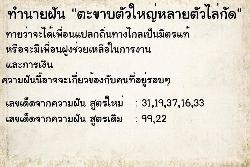 ทำนายฝัน ตะขาบตัวใหญ่หลายตัวไล่กัด ทำนายฝัน ตะขาบตัวใหญ่หลายตัวไล่กัด