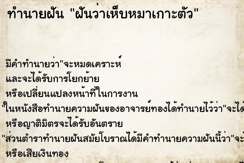 ทำนายฝันทำนายฝันฝันว่าเห็บหมาเกาะตัว