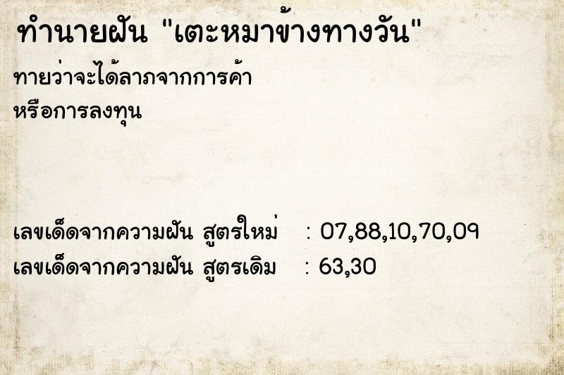 ทำนายฝันทำนายฝันเตะหมาข้างทางวัน