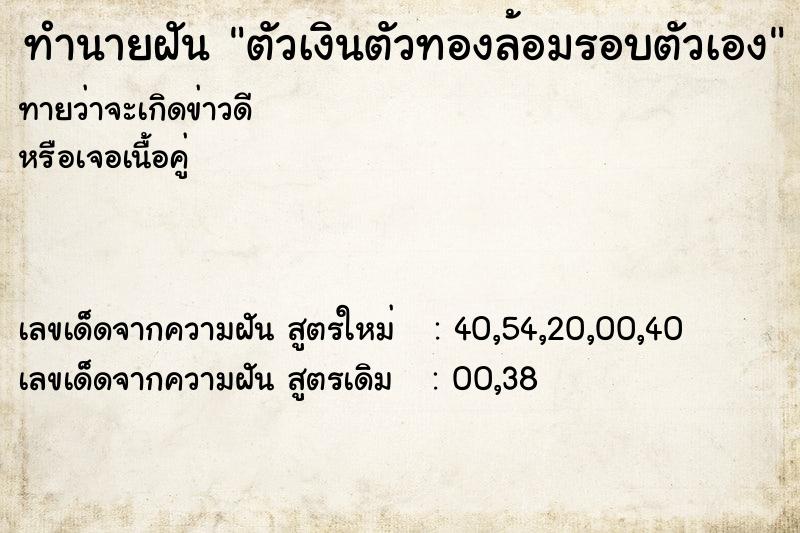 ทำนายฝันตัวเงินตัวทองล้อมรอบตัวเอง ทำนายฝันทำนายฝันตัวเงินตัวทองล้อมรอบตัวเอง
