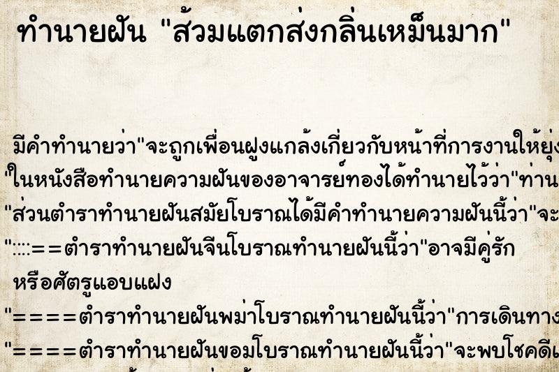 ทำนายฝัน ส้วมแตกส่งกลิ่นเหม็นมาก ตำราโบราณ แม่นที่สุดในโลก