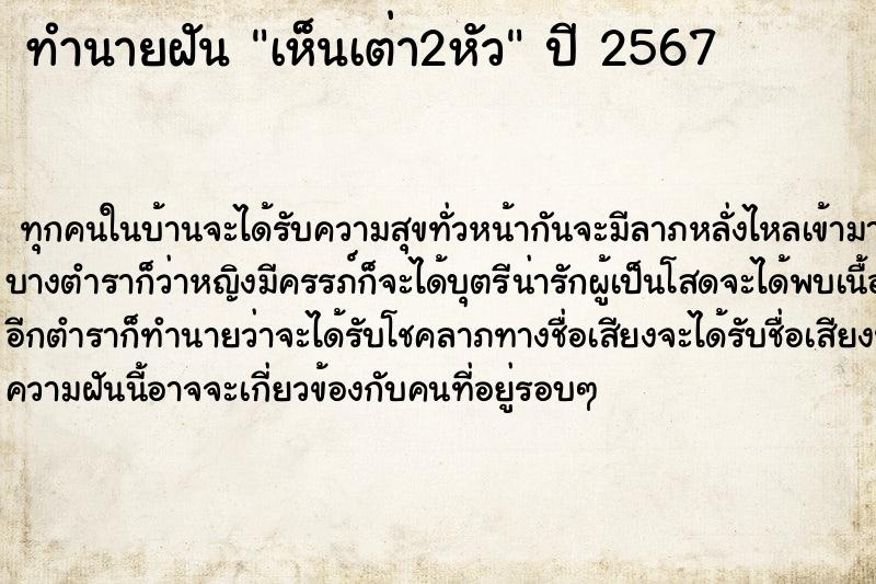 ทำนายฝัน เห็นเต่า2หัว