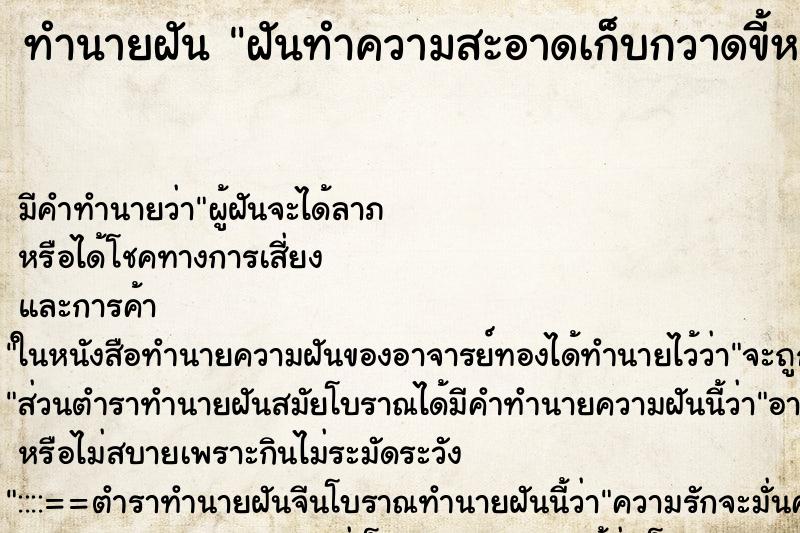 ทำนายฝันทำนายฝันฝันทำความสะอาดเก็บกวาดขี้หมา