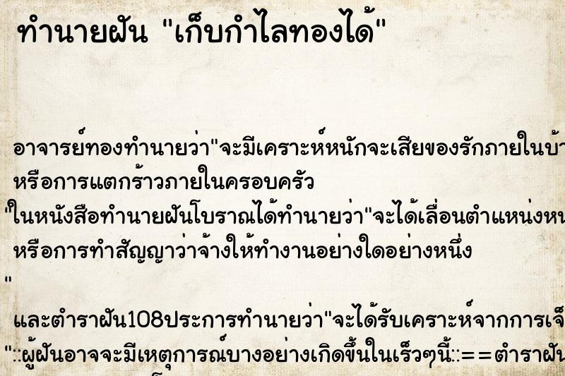 ทำนายฝัน เก็บกำไลทองได้ ตำราโบราณ แม่นที่สุดในโลก