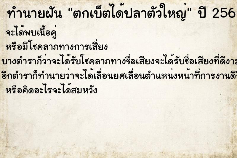 ทำนายฝันตกเบ็ตได้ปลาตัวใหญ่ ทำนายฝันทำนายฝันตกเบ็ตได้ปลาตัวใหญ่