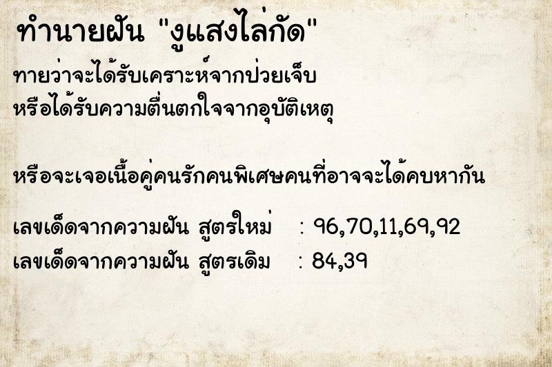 ทำนายฝันทำนายฝันงูแสงไล่กัด