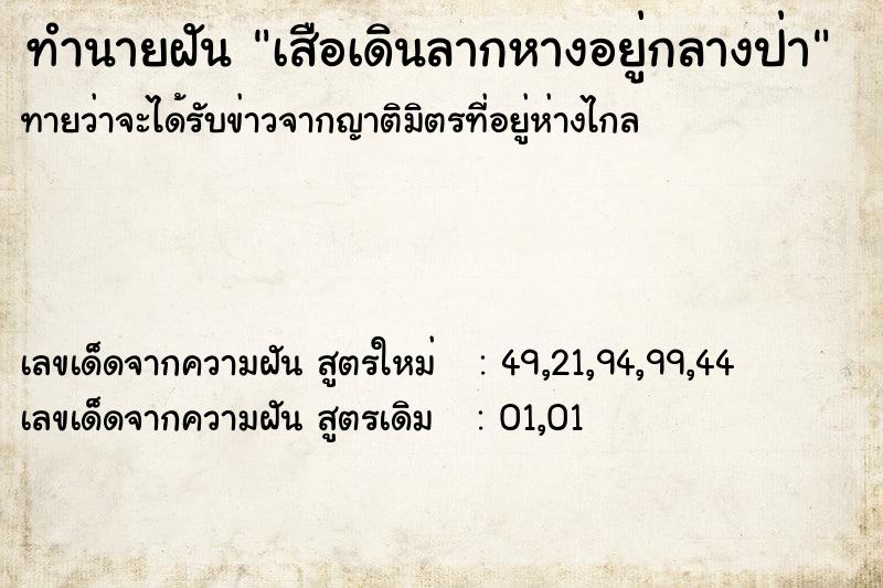 ทำนายฝันเสือเดินลากหางอยู่กลางป่า ทำนายฝันทำนายฝันเสือเดินลากหางอยู่กลางป่า