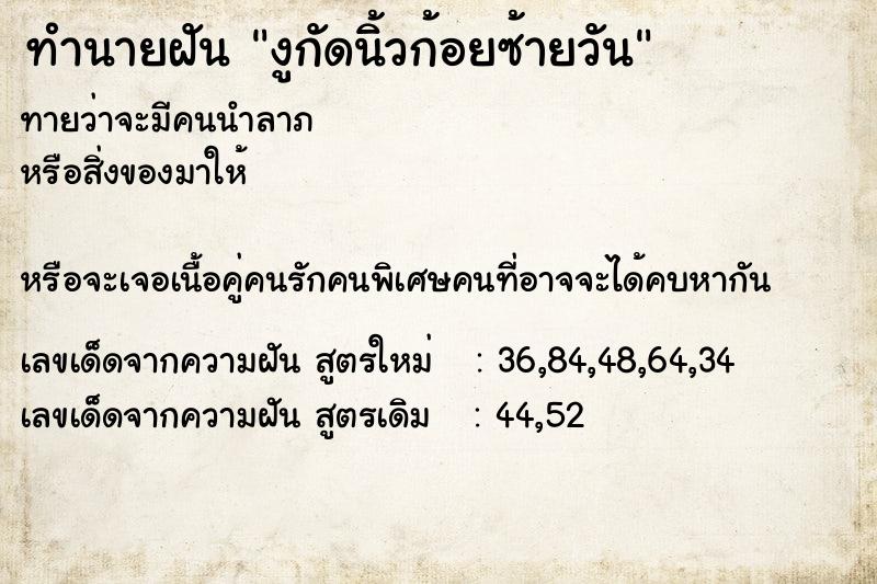 ทำนายฝันงูกัดนิ้วก้อยซ้ายวัน ทำนายฝันทำนายฝันงูกัดนิ้วก้อยซ้ายวัน