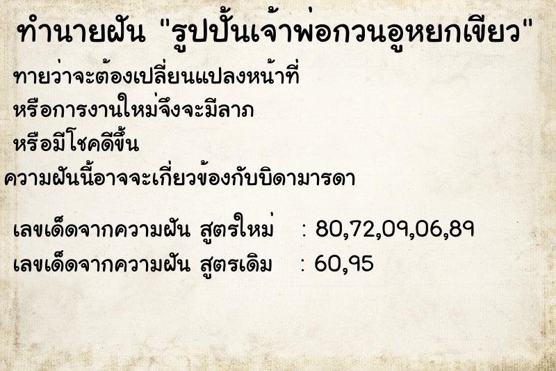 ทำนายฝันทำนายฝันรูปปั้นเจ้าพ่อกวนอูหยกเขียว