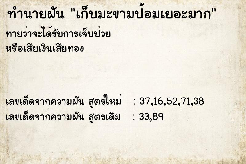 ทำนายฝันทำนายฝันเก็บมะขามป้อมเยอะมาก