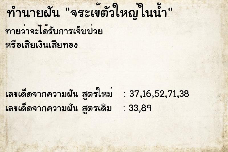 ทำนายฝันทำนายฝันจระเข้ตัวใหญ่ในน้ำ