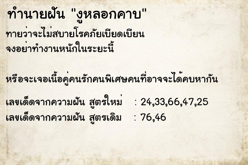 ทำนายฝันงูหลอกคาบ ทำนายฝันทำนายฝันงูหลอกคาบ