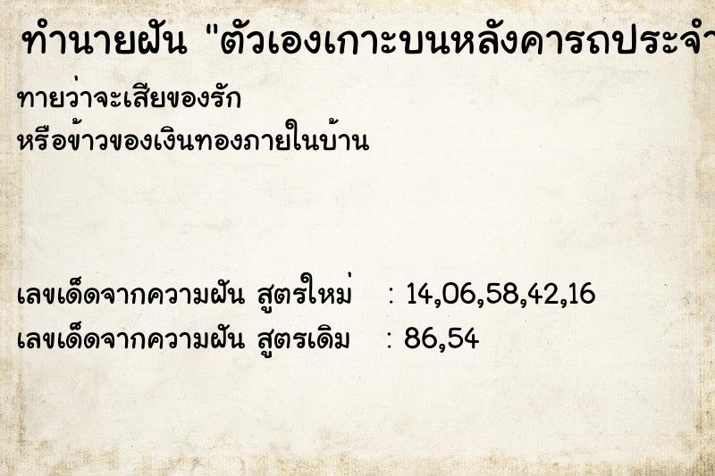 ทำนายฝัน ตัวเองเกาะบนหลังคารถประจำทาง ทำนายฝัน ตัวเองเกาะบนหลังคารถประจำทาง