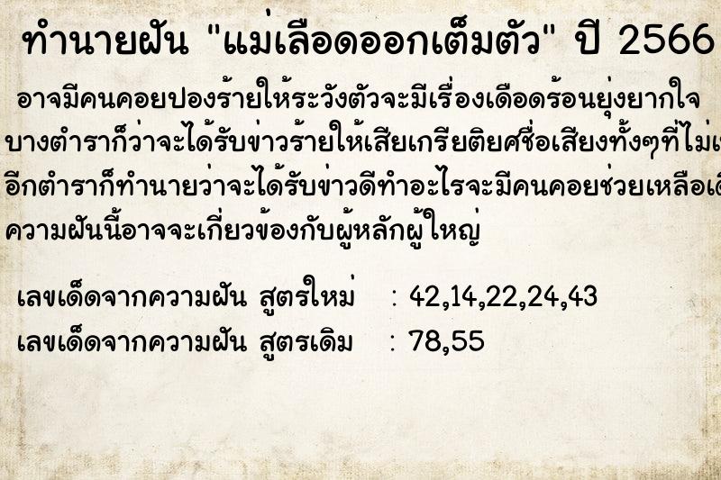 ทำนายฝัน แม่เลือดออกเต็มตัว