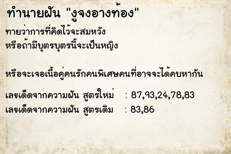 ทำนายฝันงูจงอางท้อง ทำนายฝันทำนายฝันงูจงอางท้อง